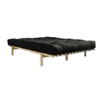 Sommier en bois clair et matelas comfort noir 180x200 pace - karup design