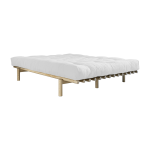 Sommier en bois clair et matelas double latex naturel 140x200 pace - karup design