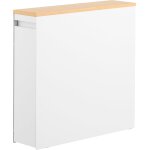 Support de rangement avec tiroir coulissant et tablette en bois et m�tal blanc mat lisse 14 x 56 x 55 ...
