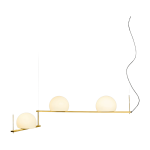 Suspension � 3 abat - jours dor�e en verre circ - estiluz