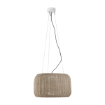 Suspension led dimmable triac en aluminium blanc et abat - jour beige clair 50x184cm fora - bover