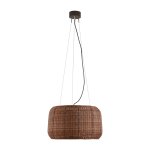 Suspension led dimmable triac en aluminium graphite et rotin brun 50x184cm fora - bover
