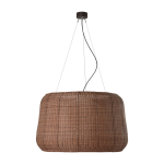 Suspension led dimmable triac en aluminium graphite et rotin brun 90x250cm fora - bover