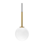 Suspension en m�tal laiton et verre opale 30cm ballon - herstal