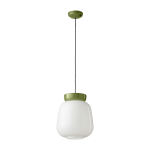 Suspension en verre blanc lait et c�ramique vert sauge 29x34cm corcovado - ferroluce