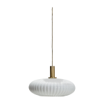 Suspension en verre c�tel� blanc cass� et finition laiton antique hdfort - house doctor