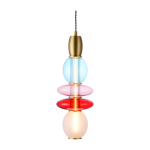 Suspension verticale en verre bleu, rose, rouge et opaque 48cm leonor - elements lighting