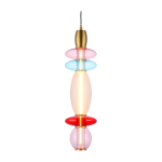 Suspension verticale en verre bleu, rose, rouge et opaque 55cm leonor - elements lighting