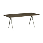 Table 190 cm en ch�ne fum� fonc� mat et acier beige pyramid 02 - hay