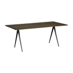 Table 190 cm en ch�ne massif fum� et acier noir pyramid 02 - hay