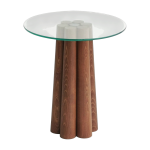 Table d'appoint en bois et plateau en verre 45x50cm pianeta - home design