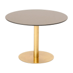 Table d'appoint ronde en fer plaqu� laiton et en verre cuivr� flash - tom dixon