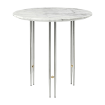 Table d'appoint ronde en marbre blanc et base chrom�e 50 cm ioi - gubi