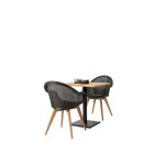 Table de bar carr�e en acier noir et plateau en teck 80x45x75cm quadro - vincent sheppard