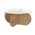 Table basse en bois clair et plateau en verre 75x35cm aeris - home design