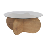 Table basse en bois clair et plateau en verre fum� 75x35cm aeris - home design