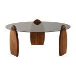 Table basse en bois fonc� et plateau en verre fum� surf - home design