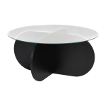 Table basse en bois noir et plateau en verre 75x35cm aeris - home design