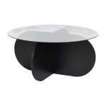 Table basse en bois noir et plateau en verre fum� 75x35cm aeris - home design