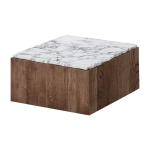 Table basse carr�e en ch�ne fum� et marbre blanc carrara 70cm pera - un common