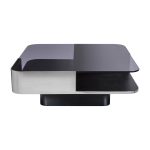 Table basse carr�e en inox et verre fum� lounge - red edition