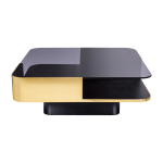Table basse carr�e en laiton et verre fum� lounge - red edition