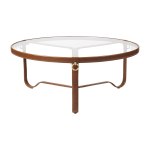 Table basse circulaire cuir marron 100 cm adnet - gubi