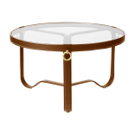 Table basse circulaire cuir marron 70 cm adnet - gubi