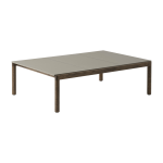 Table basse en gr�s taupe lisse et ch�ne fonc� 85 x 120 cm couple - muuto