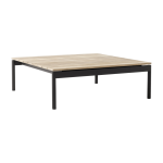 Table basse de jardin carr�e en bois de teck et acier noir 90x90x30cm ville av50 - &tradition