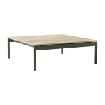 Table basse de jardin carr�e en bois de teck et acier vert bronze 90x90x30cm ville av50 - &tradition