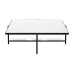 Table basse en marbre blanc et pi�tements noir coffee 90 - handv�rk