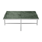 Table basse en marbre vert et pi�tements en acier inoxydable 90 - handv�rk
