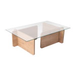 Table basse rectangulaire en bois clair et plateau en verre105x65x30cm flavio - home design