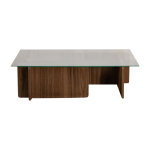 Table basse rectangulaire en bois fonc� et plateau en verre105x65x30cm flavio - home design