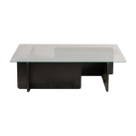 Table basse rectangulaire en bois noir et plateau en verre105x65x30cm flavio - home design