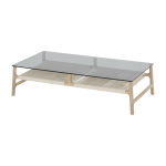 Table basse rectangulaire en ch�ne blanchi huil� et verre tremp� gris 120 x 60 cm fawn - gazzda