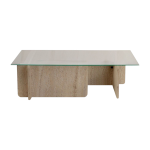 Table basse rectangulaire effet travertin et plateau en verre105x65x30cm flavio - home design