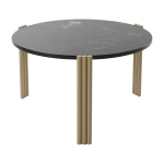 Table basse ronde en acier beige et marbre noir 45 x 80 cm tribus - aytm