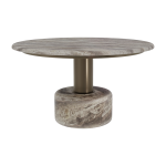 Table basse ronde en acier inoxydable et marbre gris 70x40cm cooper - versmissen
