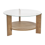 Table basse ronde en bois clair et plateau en verre 75x40cm clara - home design