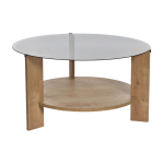 Table basse ronde en bois clair et plateau en verre fum� 75x40cm clara - home design