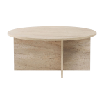 Table basse ronde en bois effet travertin 90x40cm soleil - home design