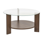 Table basse ronde en bois fonc� et plateau en verre 75x40cm clara - home design