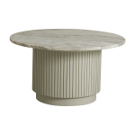 Table basse ronde en bois de manguier et marbre blanc 75x41cm erie - nordal