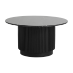 Table basse ronde en bois de manguier et marbre noir 75x40cm erie - nordal