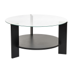 Table basse ronde en bois noir et plateau en verre 75x40cm clara - home design
