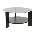 Table basse ronde en bois noir et plateau en verre fum� 75x40cm clara - home design