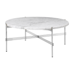 Table basse ronde en marbre blanc et acier poli 80cm ts - gubi