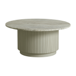 Table basse ronde en marbre et bois de manguier blanche 90x40cm erie - nordal